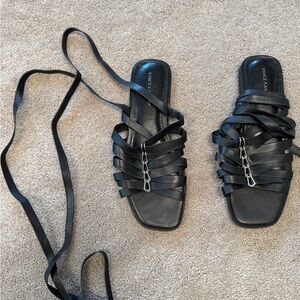 Vince Camuto Black Leather Strappy Sandals